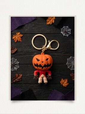 Pumpkin Jack Kids Keychain - Orange
